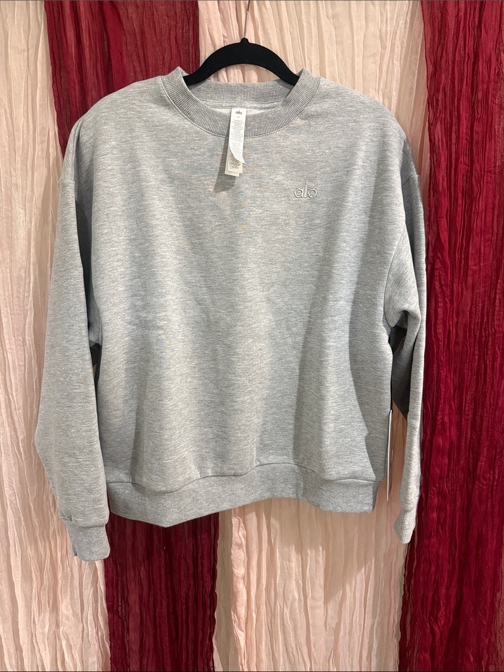 ALO Yoga Gray Crewneck Sweatshirt with Silver Logo - Picture 3 of 6